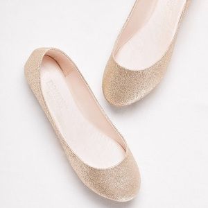 David’s Bridal Glitter Gold Ballet Flats